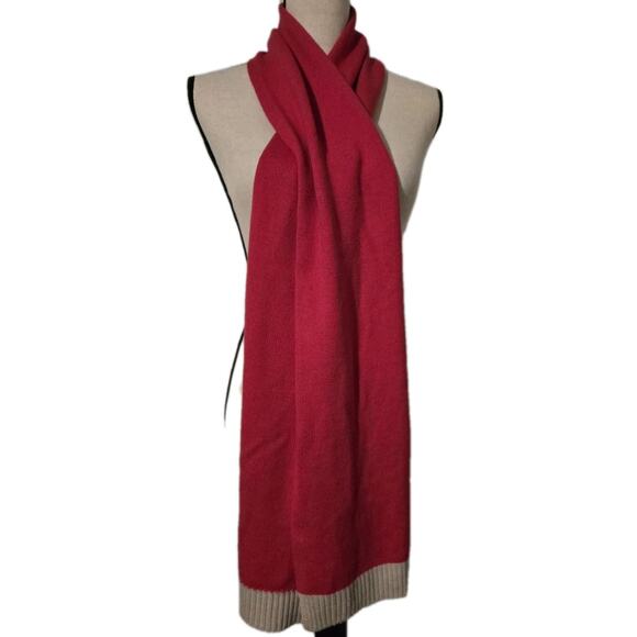 Tory Burch Pink/Ecru Scarf 100% Merino Wool Soft 8.5" x 72" NWOT - Picture 2 of 6